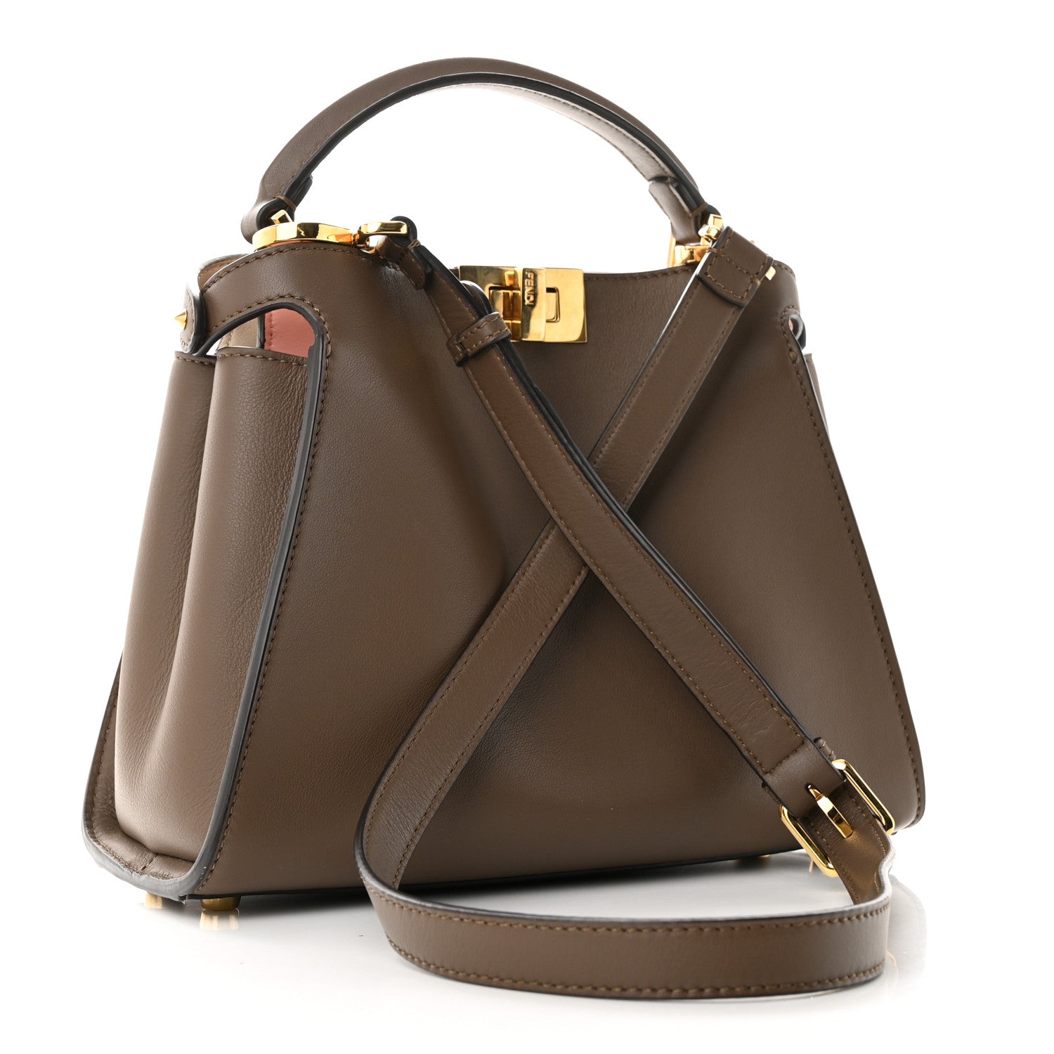 Fendi Vitello Tahiti Burro Bi-Color Medium Peekaboo Iconic Essentially Satchel Maya Camelia Confetto 2 of 10