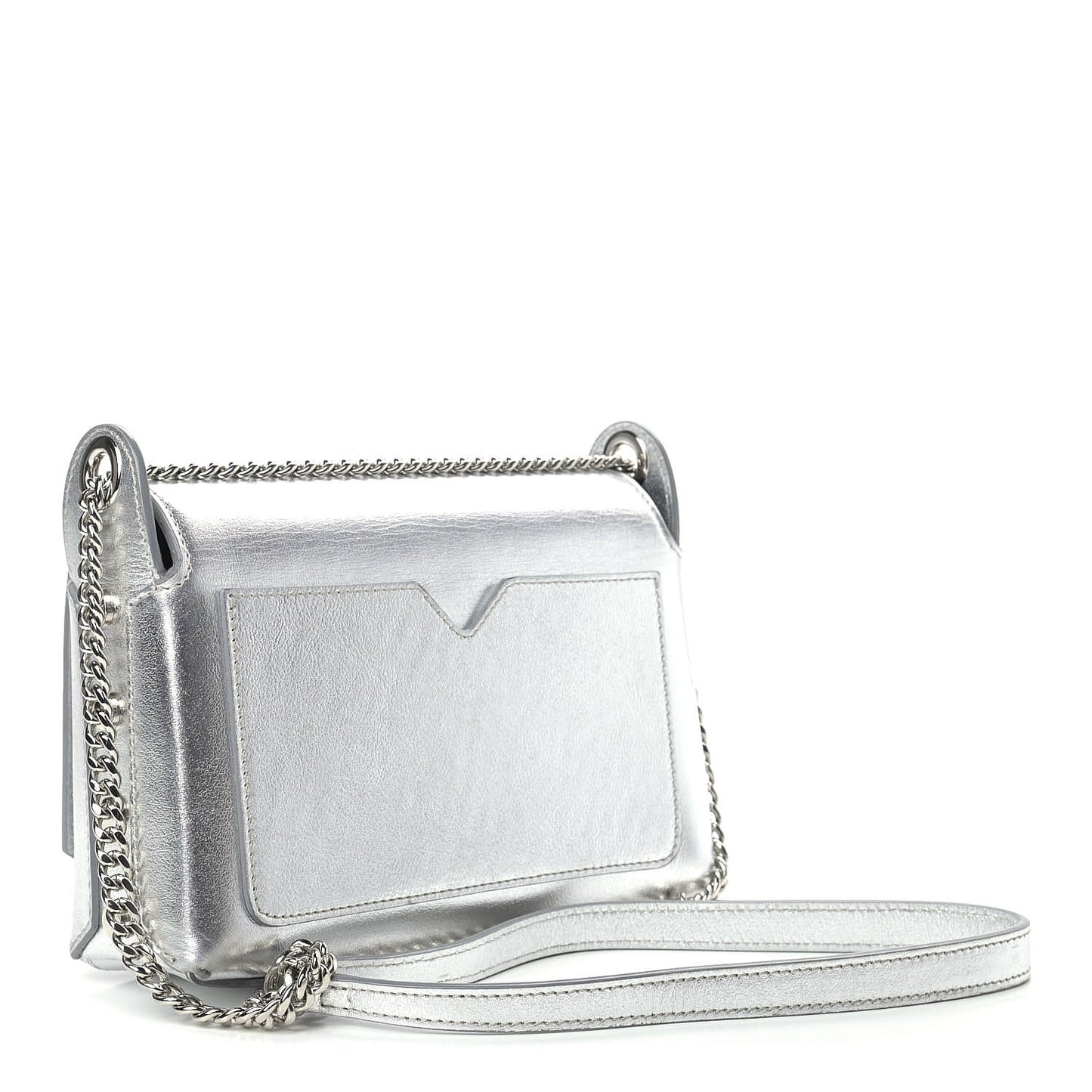 Metallic Calfskin Lockett Petite Shoulder Bag Silver