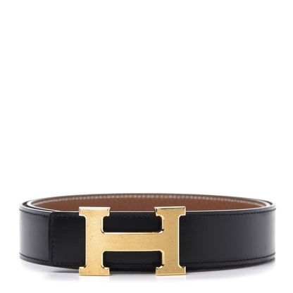 Hermes Box Taurillon Clemence 32mm H Belt 85 Black Gold 1 of 7