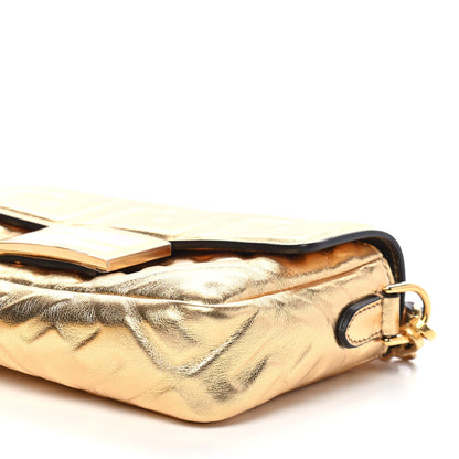 Fendi Vitello Catalan Mirror FF 1974 Embossed Mini Baguette Gold 9 of 9