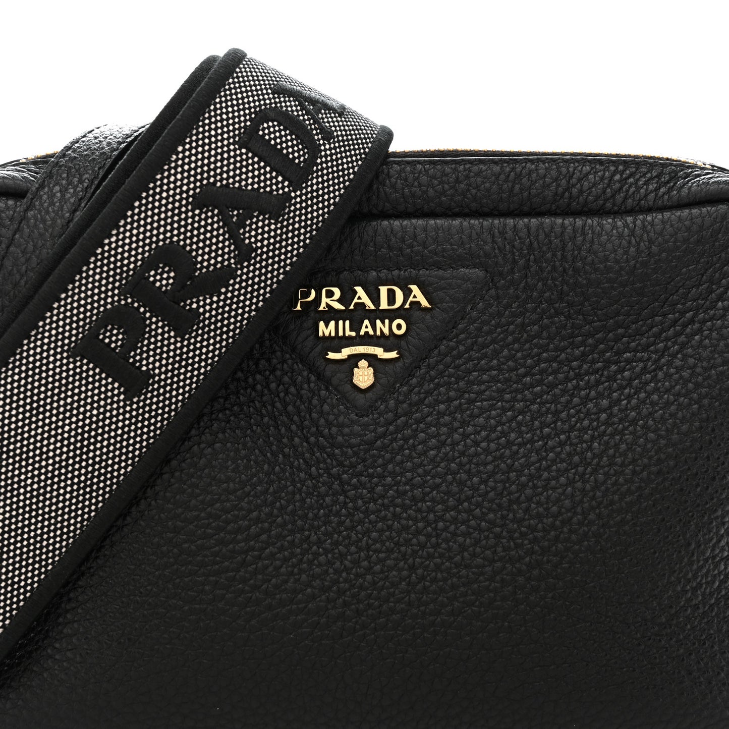 Vitello Daino Soft Medium Double Zip Shoulder Bag Black