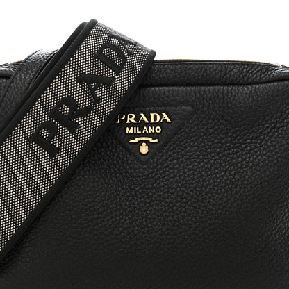 Prada Vitello Daino Soft Medium Double Zip Shoulder Bag Black 9 of 13