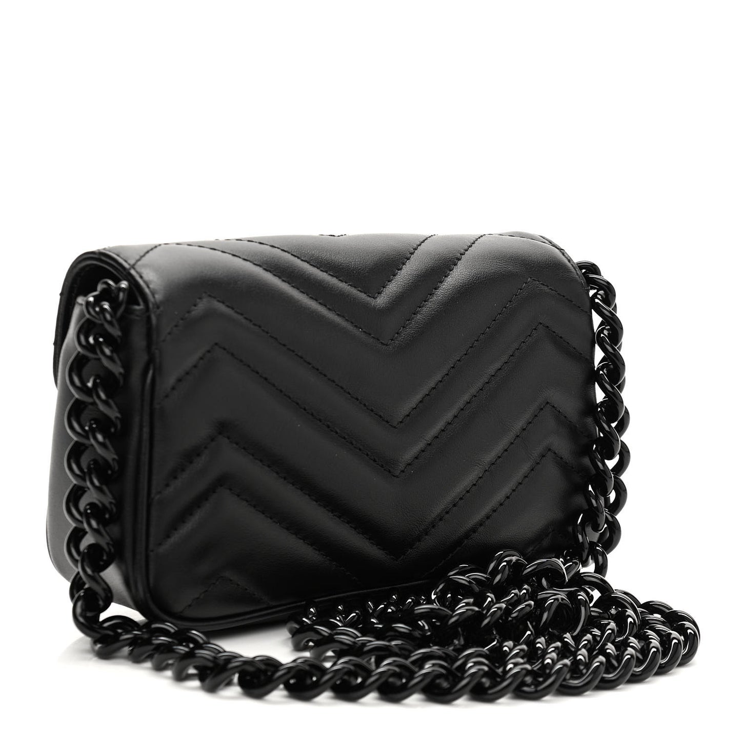 Calfskin Matelasse Monochrome GG Marmont Chain Belt Bag Black