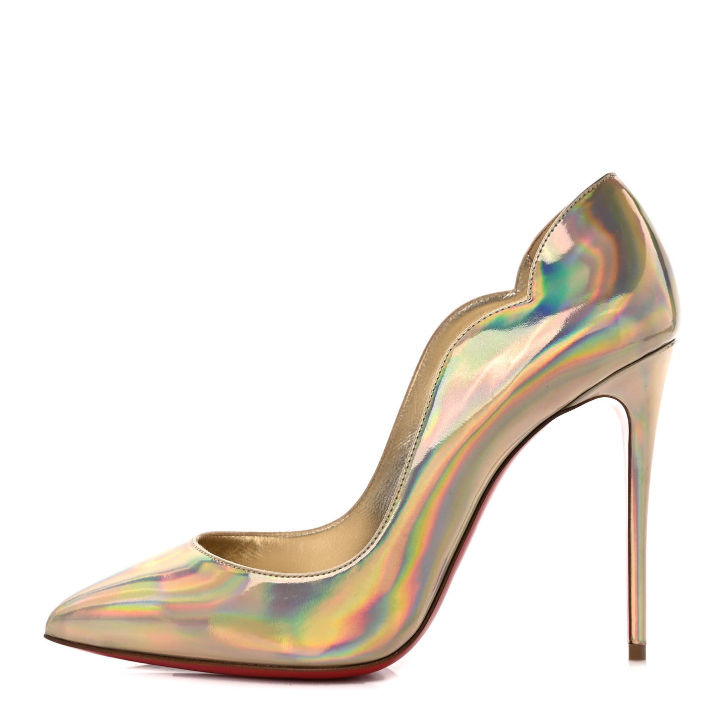 Metallic Patent Psychic Hot Chick 100 Pumps 38 Platine