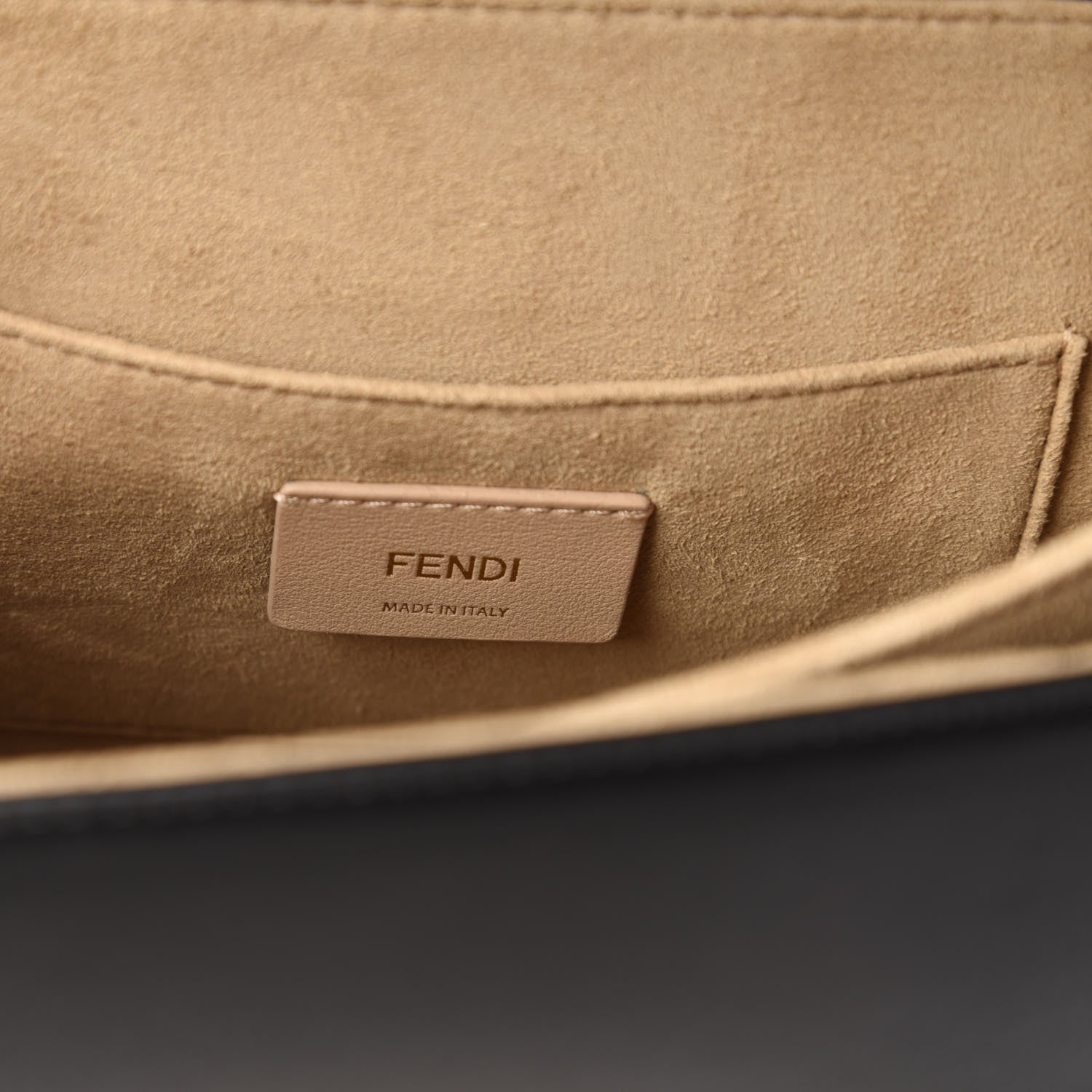 Fendi Vitello Liberty Bi-Color FF 1974 Embossed Kan U Shoulder Bag Black Maya 16 of 18