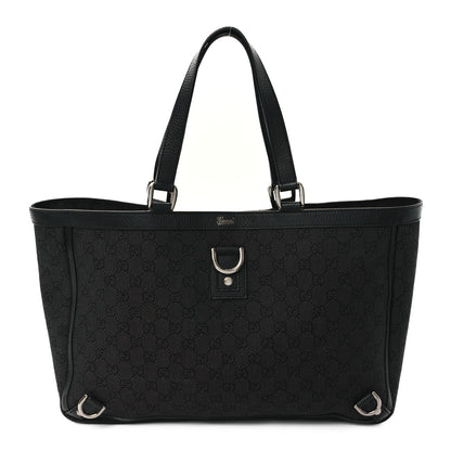 Gucci Denim Monogram Large Abbey Tote Black 1 of 10