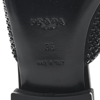 Prada Satin Crystal Logo 10mm Slide Sandals  35 Black 7 of 8