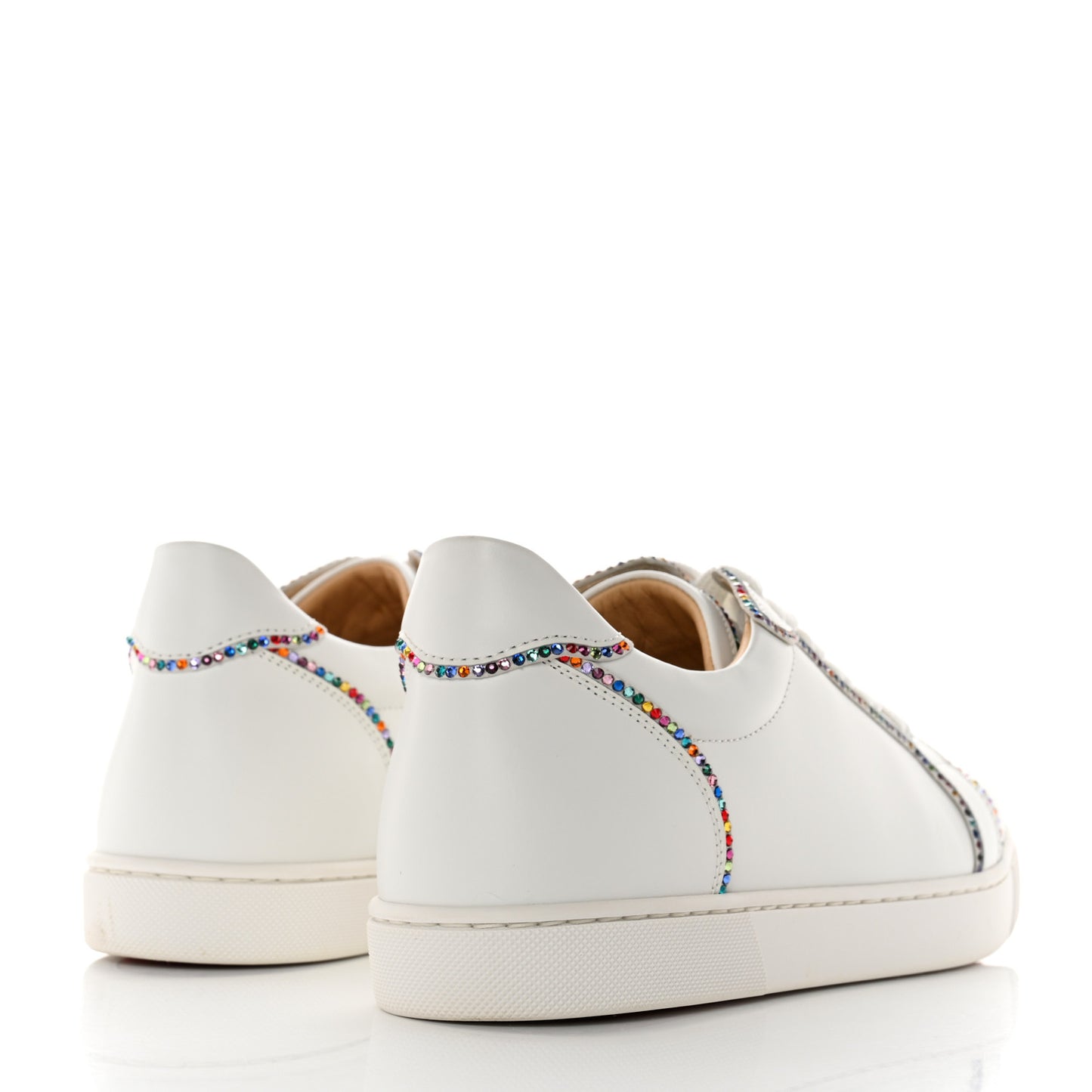 Calfskin Crystal Vieira Flat Sneakers 41 White