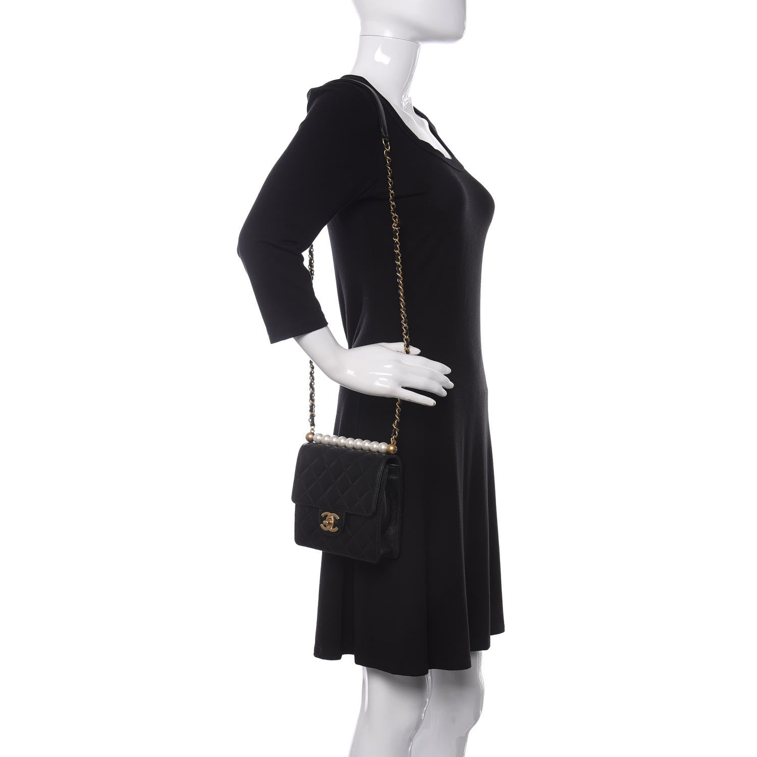 Chanel Goatskin Quilted Chic Pearls Flap Black 2 of 11