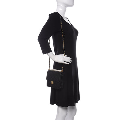 Chanel Goatskin Quilted Chic Pearls Flap Black 2 of 11