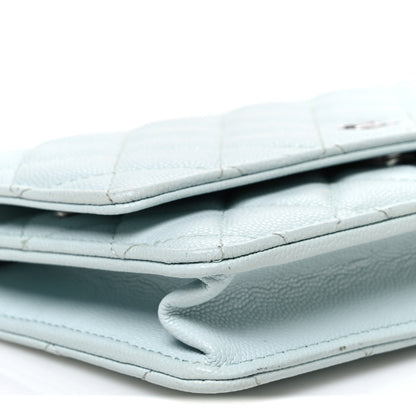 Chanel Caviar Quilted Wallet on Chain WOC Light Blue 10 of 12