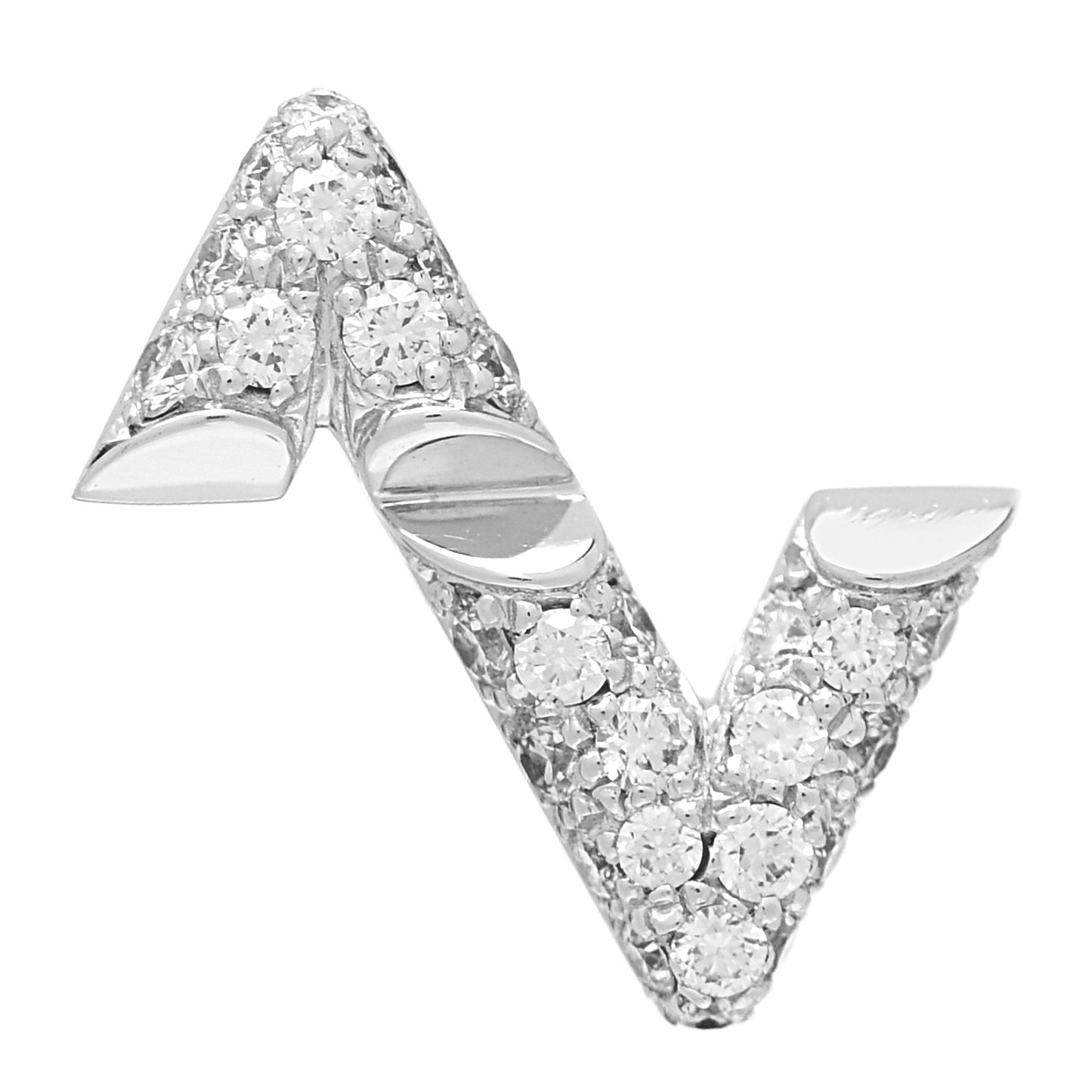 18K White Gold Diamond LV Volt Upside Down Stud Earring