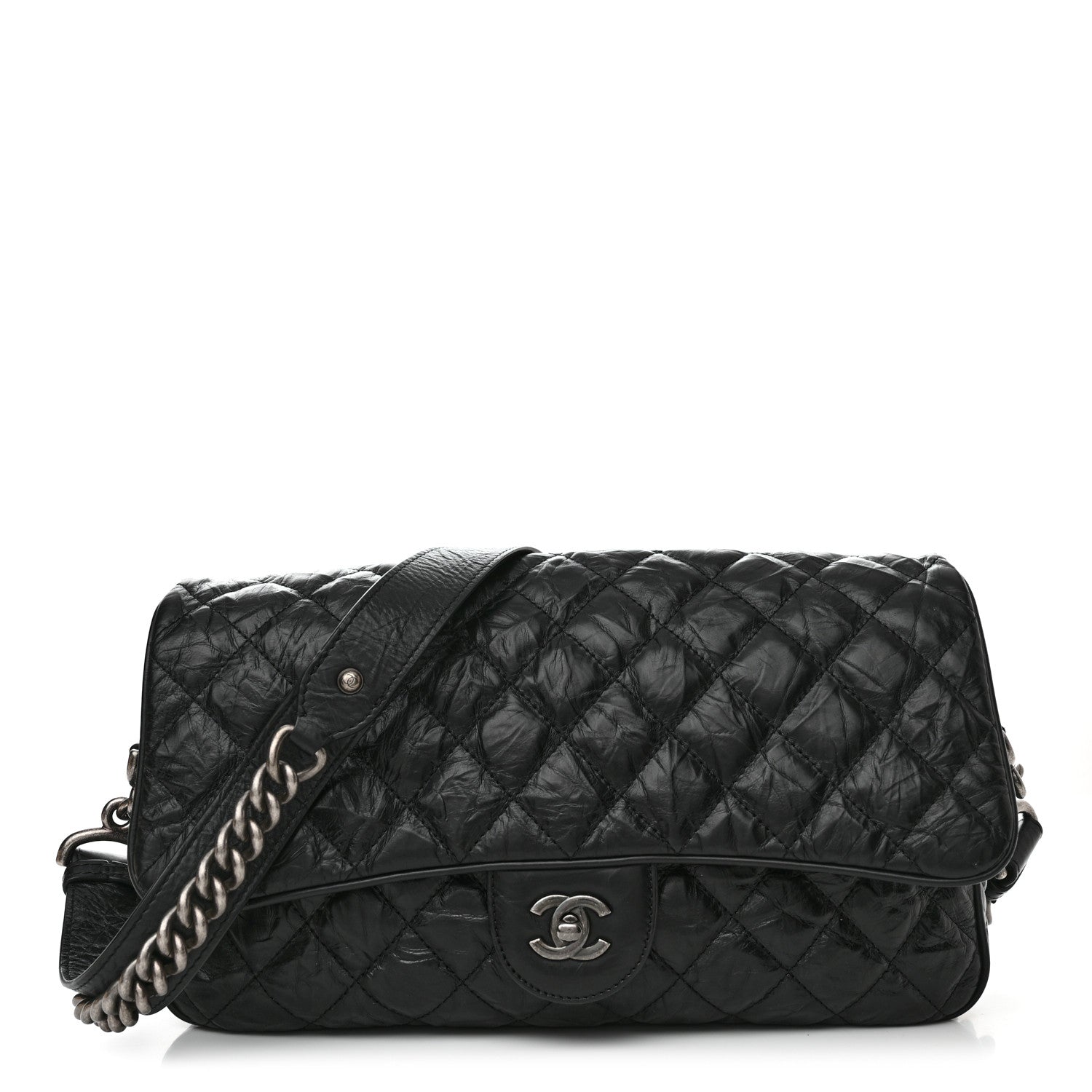 Chanel Crumpled Calfskin Quilted Medium Casual Rock Flap Black 1 of 10