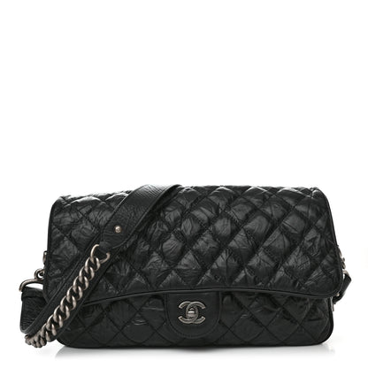 Chanel Crumpled Calfskin Quilted Medium Casual Rock Flap Black 1 of 10