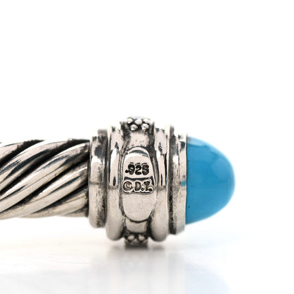 David Yurman Sterling Silver Diamond Turquoise 7mm Cable Classics Bracelet 4 of 4