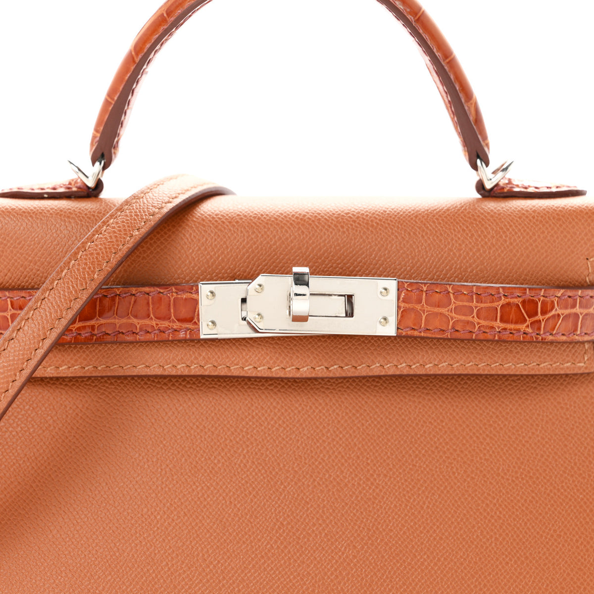 Madame Calfskin Matte Alligator Mini Kelly Sellier Touch 20 Gold
