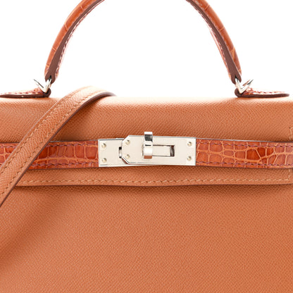 Hermes Madame Calfskin Matte Alligator Mini Kelly Sellier Touch 20 Gold 8 of 11