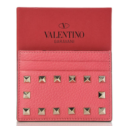 Valentino Garavani Pebbled Calfskin Rockstud Card Holder Shadow Pink 9 of 9