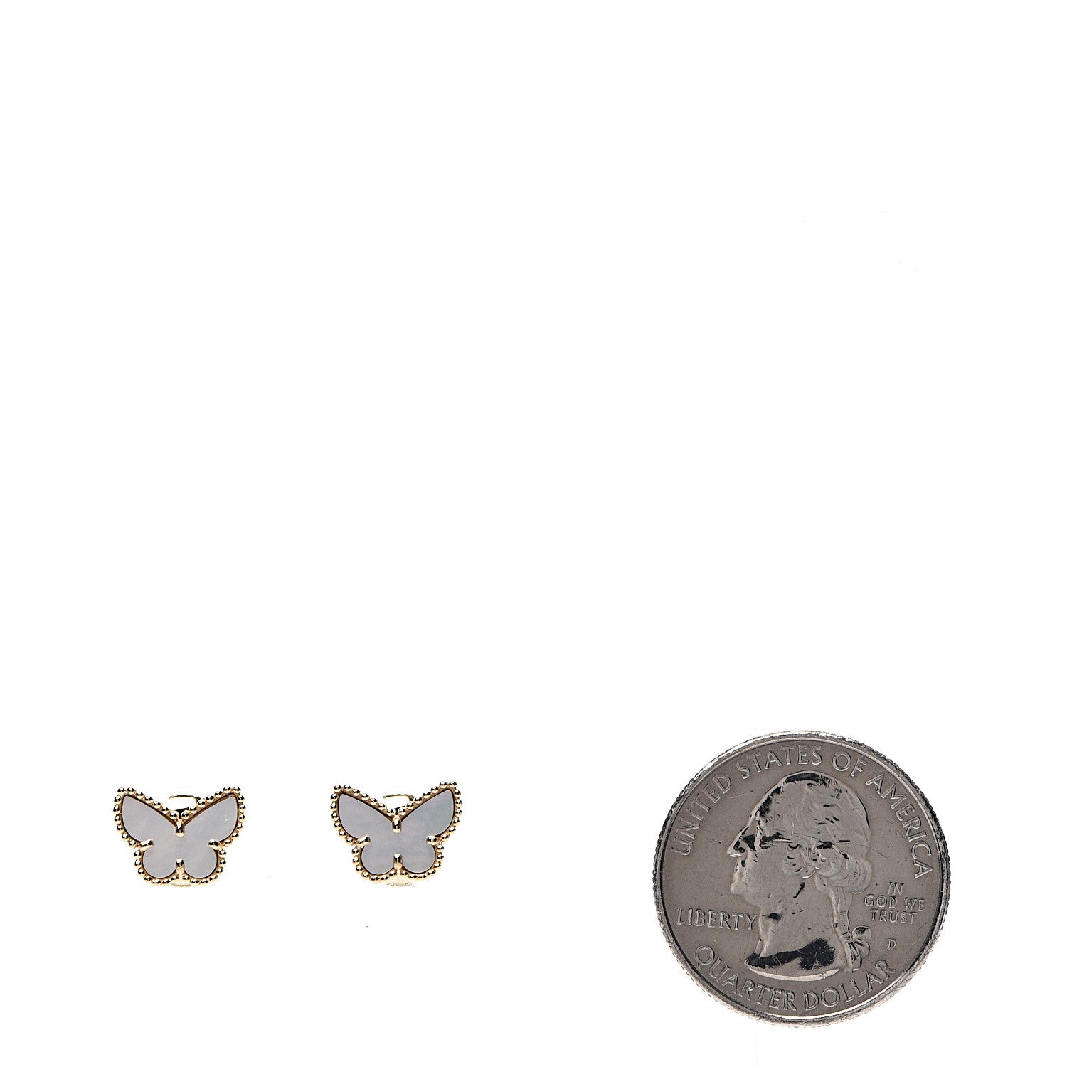 Van Cleef & Arpels 18K Yellow Gold Mother of Pearl Sweet Alhambra Butterfly Earrings 2 of 7