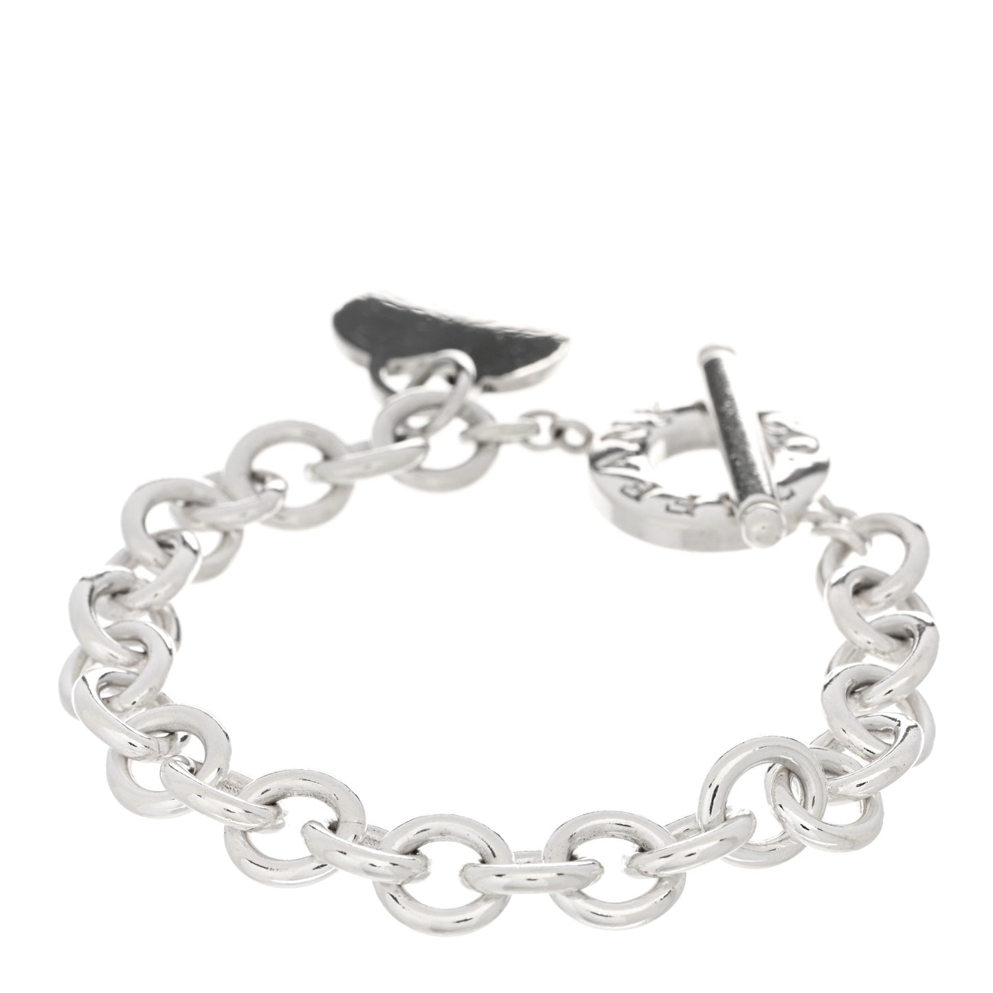 Sterling Silver Heart Tag Toggle Bracelet