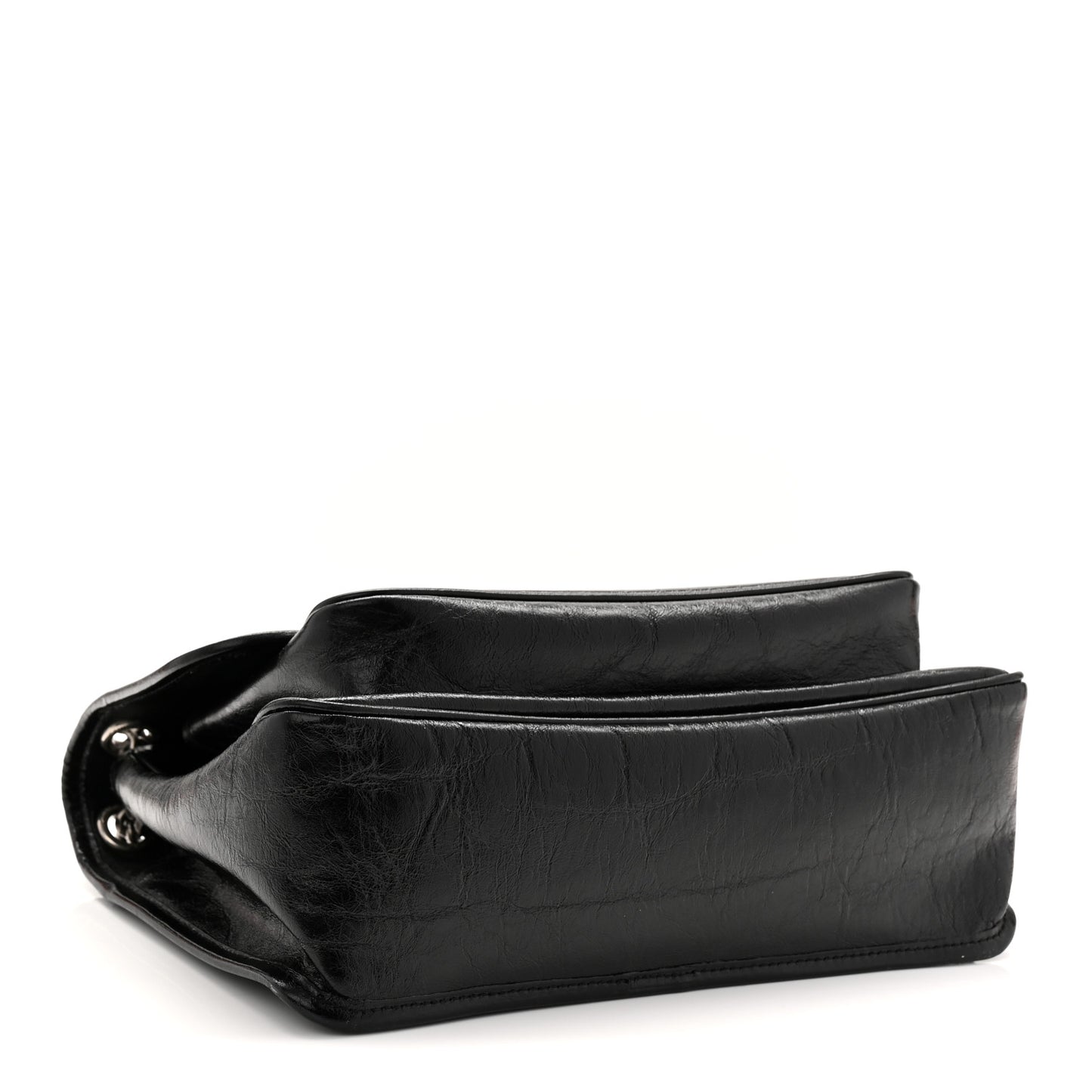 Crinkled Calfskin Monogram Medium Niki Chain Satchel Black