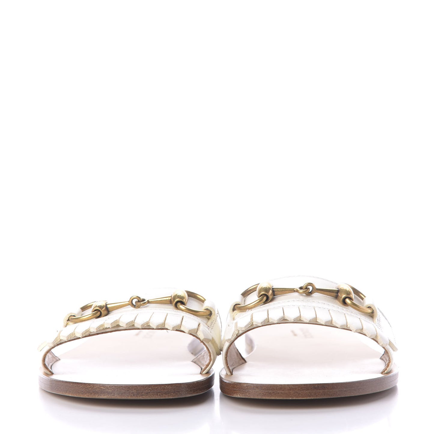 Malaga Kid Fringe Horsebit Slide Sandals 35 White