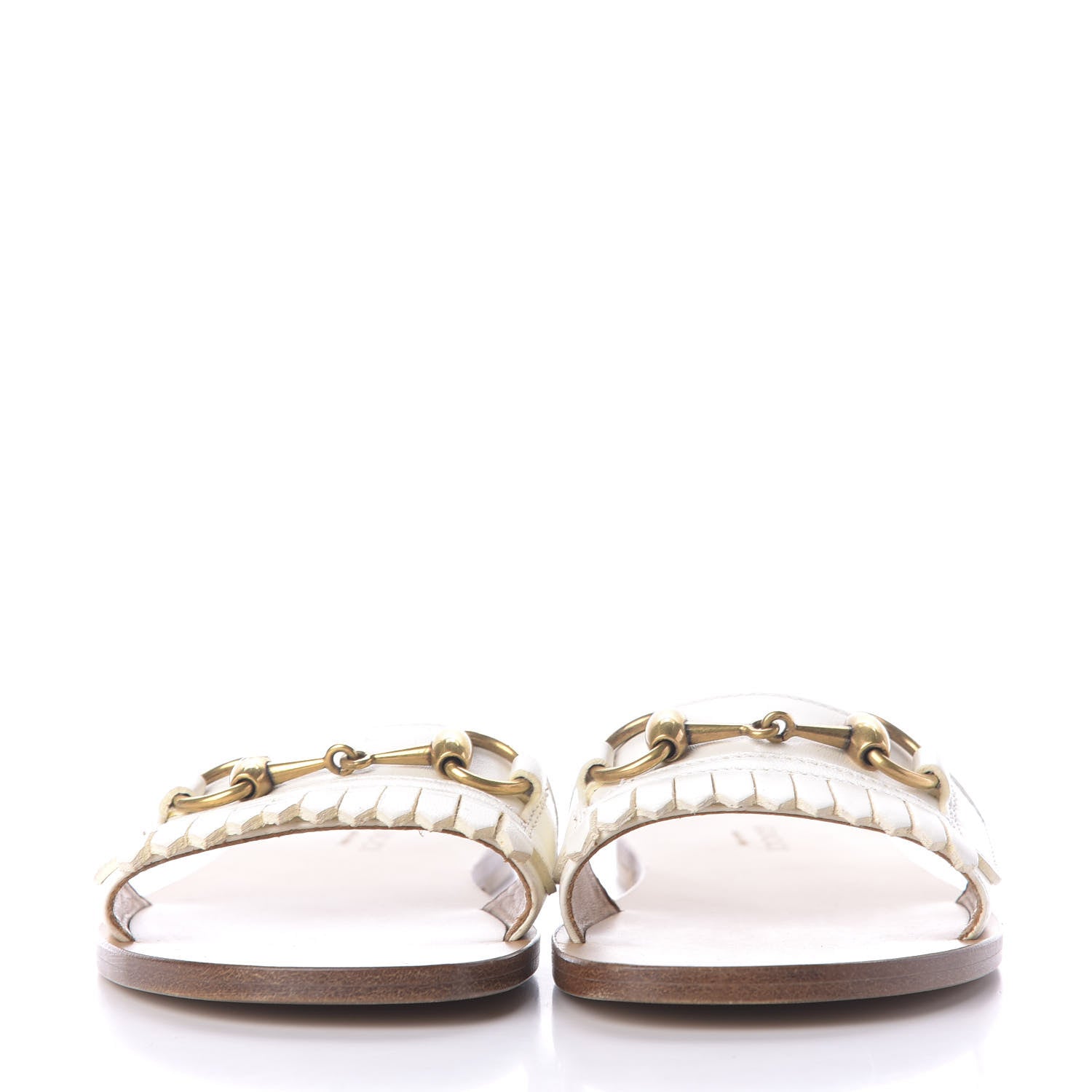 Gucci Malaga Kid Fringe Horsebit Slide Sandals 35 White 2 of 11