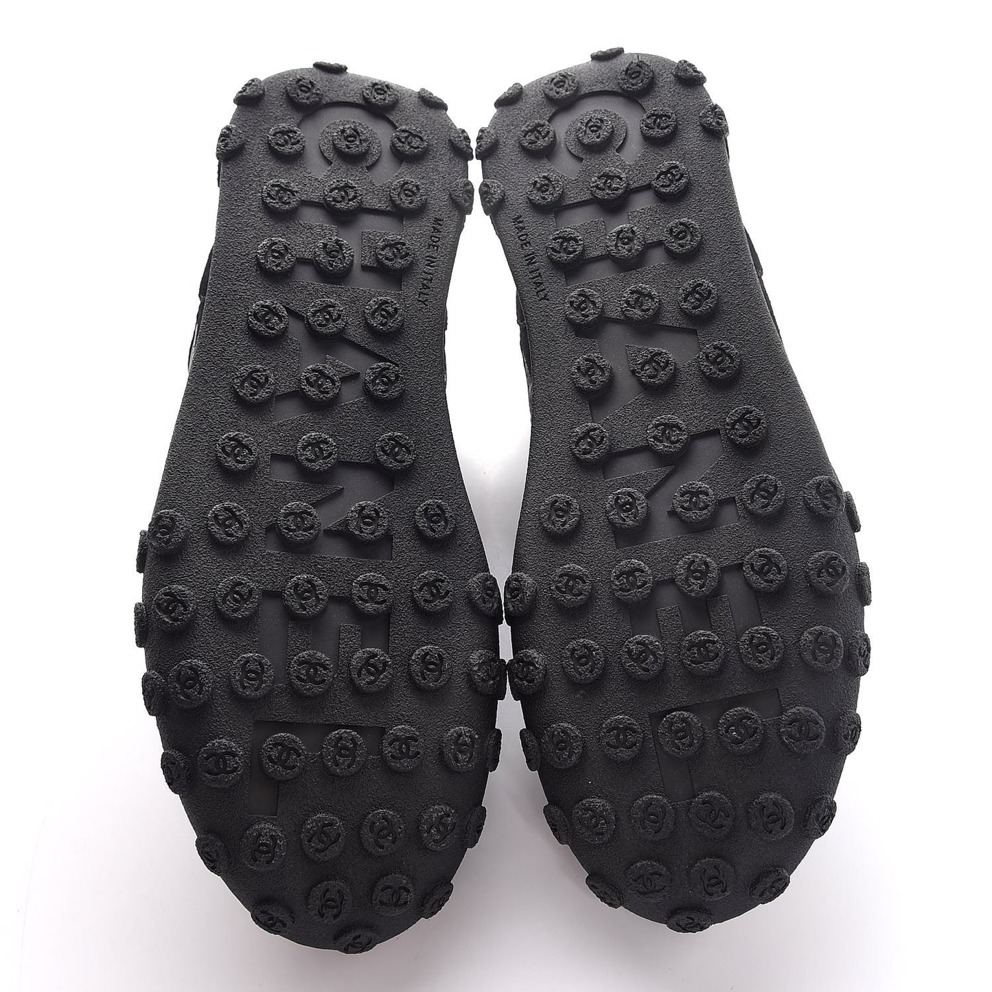 Nylon Calfskin CC Sneakers 38 Black Grey White