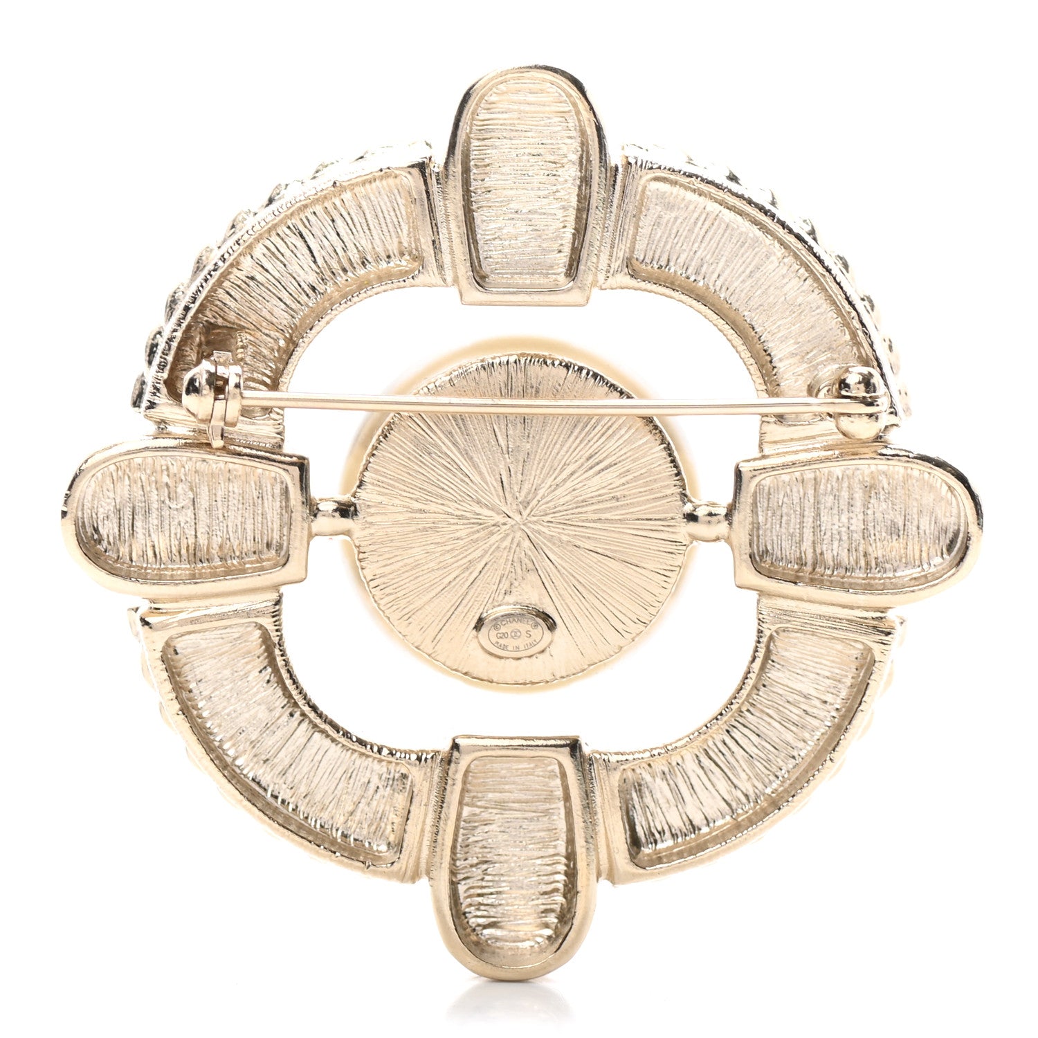 Chanel Crystal Pearl Enamel CC Brooch Gold Pink 3 of 4