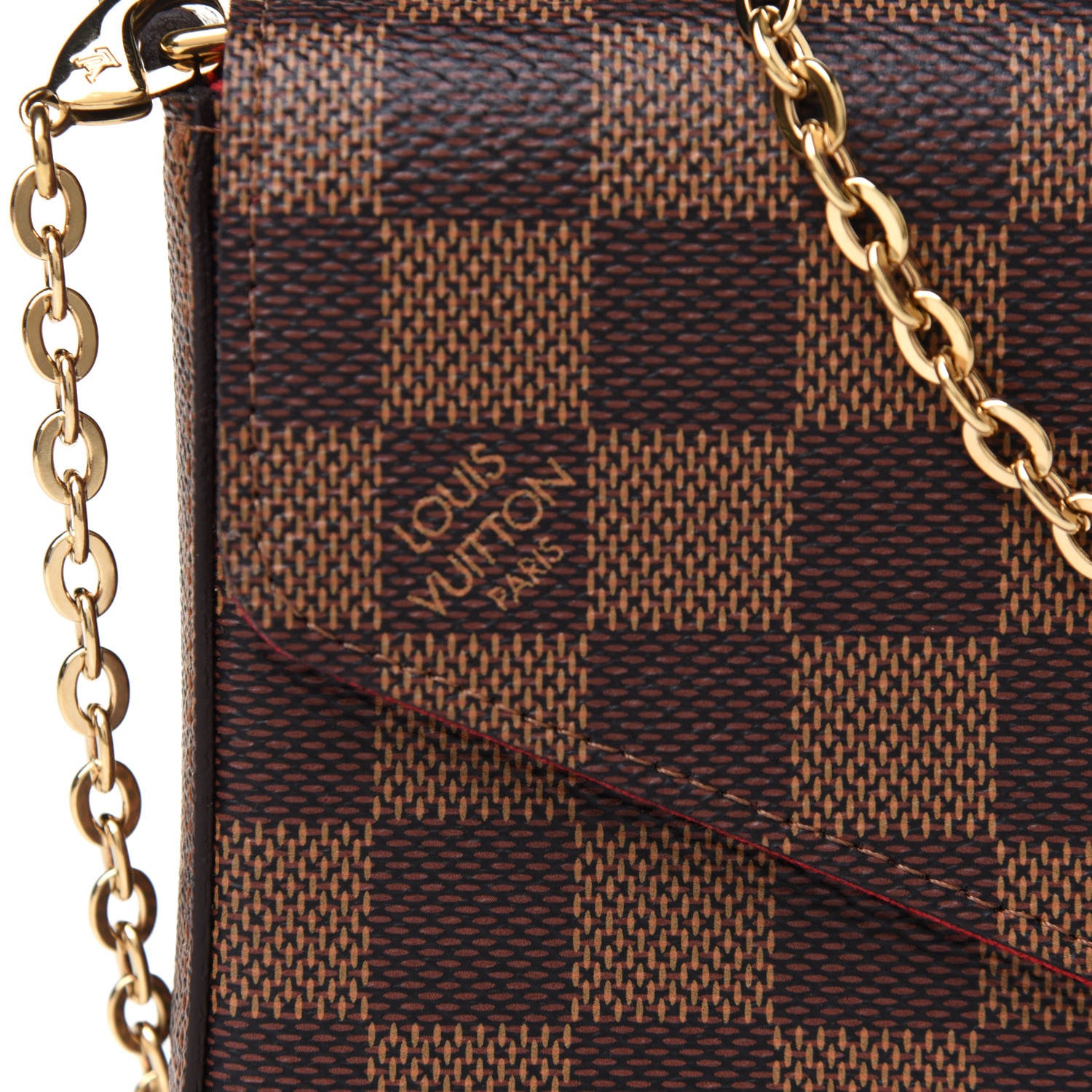 Louis Vuitton Damier Ebene Pochette Felicie Chain Wallet 7 of 8