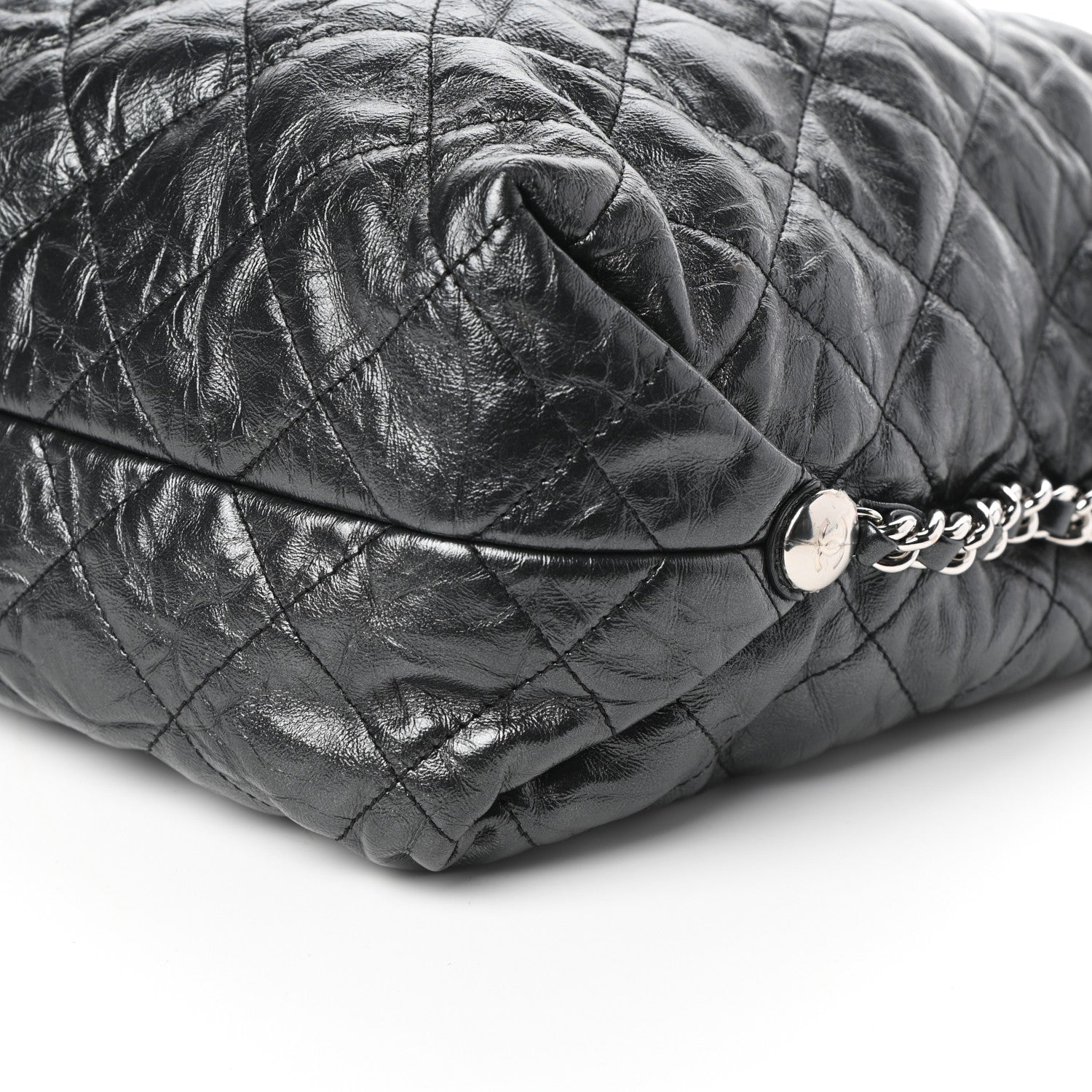 Chanel Crackled Calfskin Quilted Large Big Bang Hobo Black 10 of 10