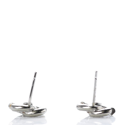 Chanel Enamel Crystal CC Earrings Silver 5 of 5