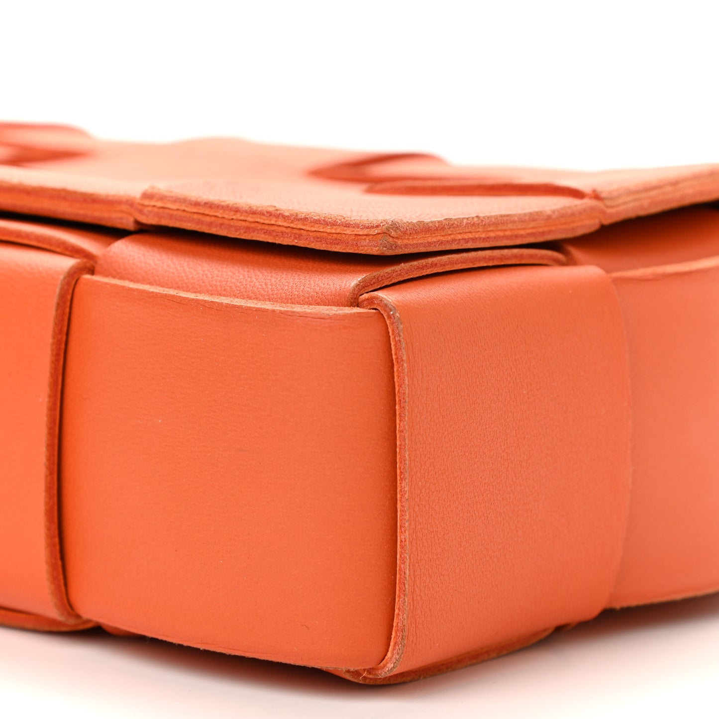 Lambskin Maxi Intrecciato Cassette Crossbody Bag Orange