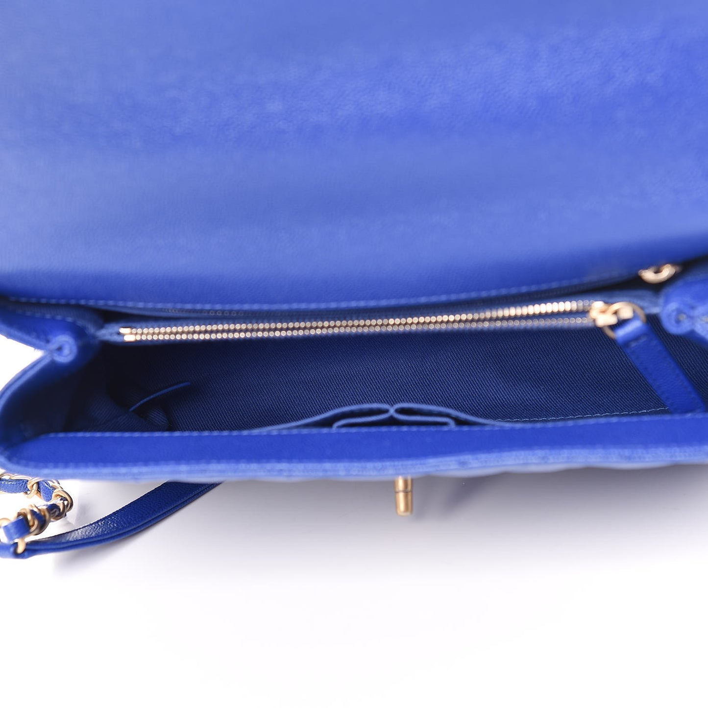 Caviar Chevron Quilted Small Coco Handle Flap Blue