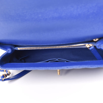 Chanel Caviar Chevron Quilted Small Coco Handle Flap Blue 5 of 10
