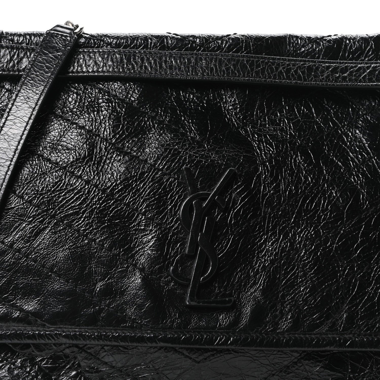 Saint Laurent Crinkled Calfskin Matelasse Monogram Large Niki Chain Satchel Black 8 of 10