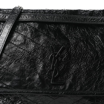 Saint Laurent Crinkled Calfskin Matelasse Monogram Large Niki Chain Satchel Black 8 of 10
