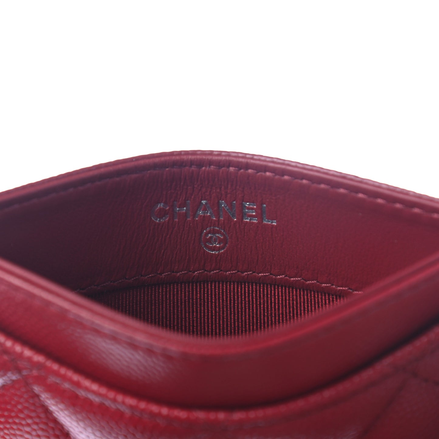Caviar Quilted Card Holder Red