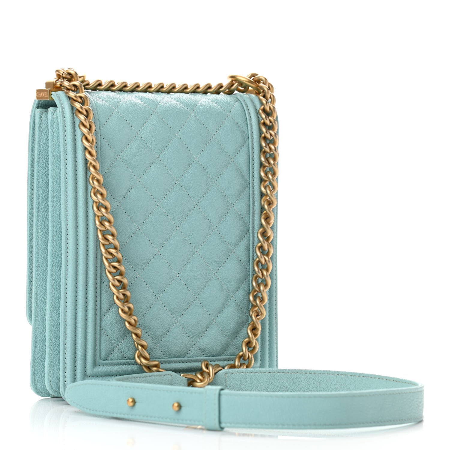 Chanel Caviar Quilted North South Boy Flap Light Blue 3 of 11