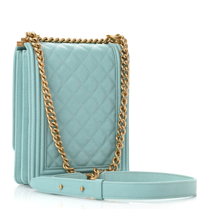 Chanel Caviar Quilted North South Boy Flap Light Blue 3 of 11