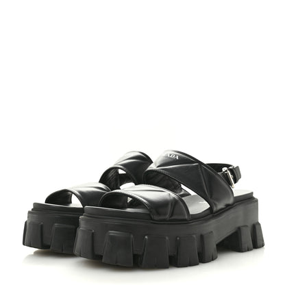 Prada Nappa Soft Logo Padded Monolith 55mm Sandals 37.5 Black 4 of 11