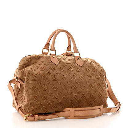 Louis Vuitton Denim Monogram Stone Speedy Bandouliere 35 Caramel 2 of 10
