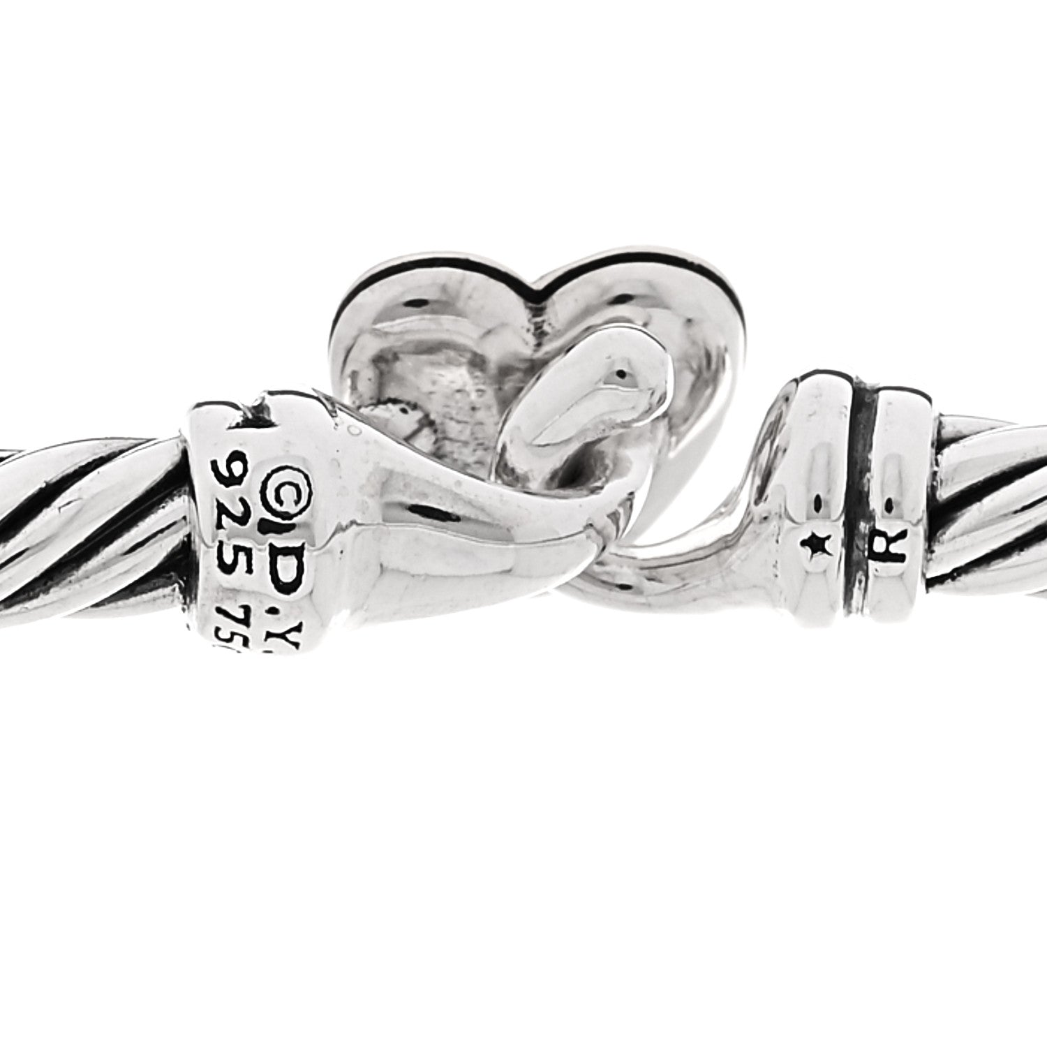 David Yurman Sterling Silver 18K Yellow Gold 3mm Cable Collectibles Heart Bracelet 4 of 4