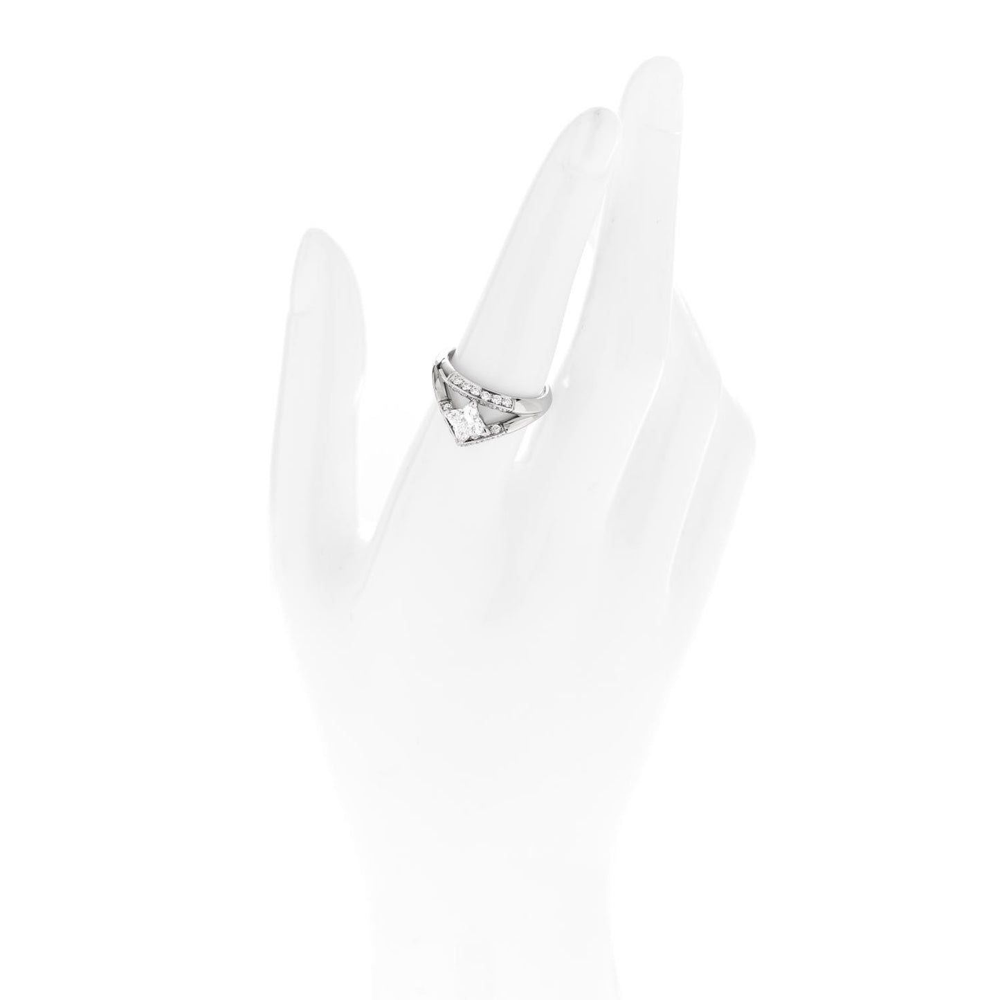 Platinum Diamond LV Monogram Star Cut Pave Double Ring 54 6.75