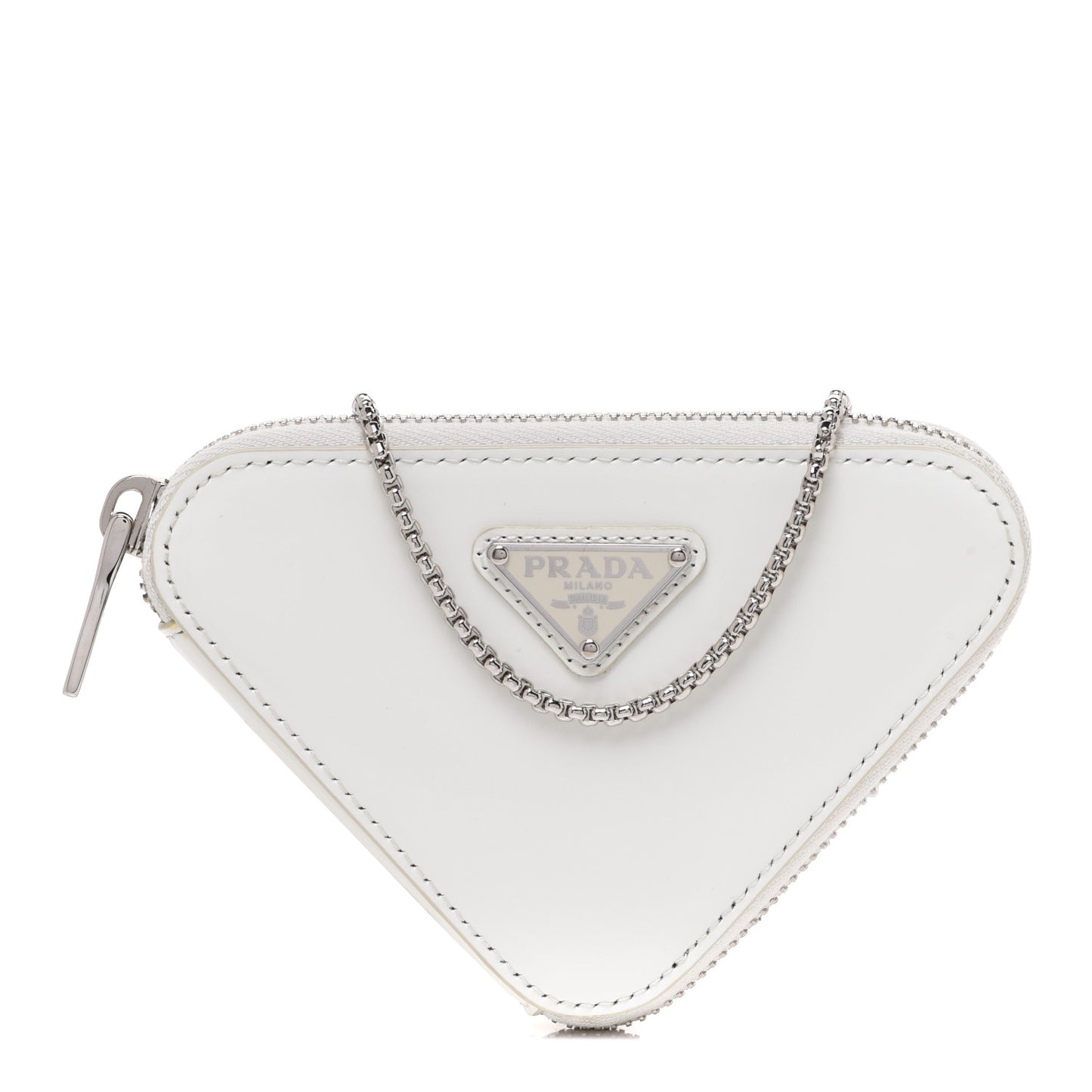 Spazzolato Mini Triangle Chain Crossbody Pouch White
