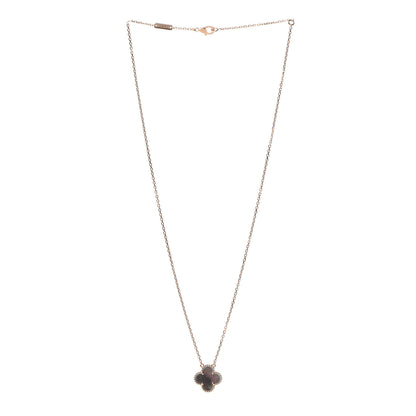 Van Cleef & Arpels 18K Rose Gold Gray Mother of Pearl Vintage Alhambra Pendant Necklace 3 of 8