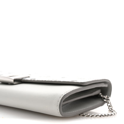 MCM Visetos Calfskin Large Mena Crossbody Wallet On Chain Grey 9 of 9