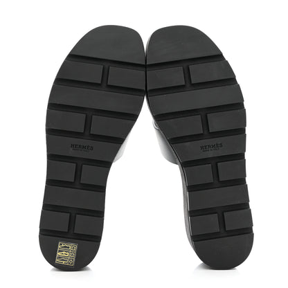 Hermes Calfskin Suede Eze 30 Sandals 39 Black 5 of 9