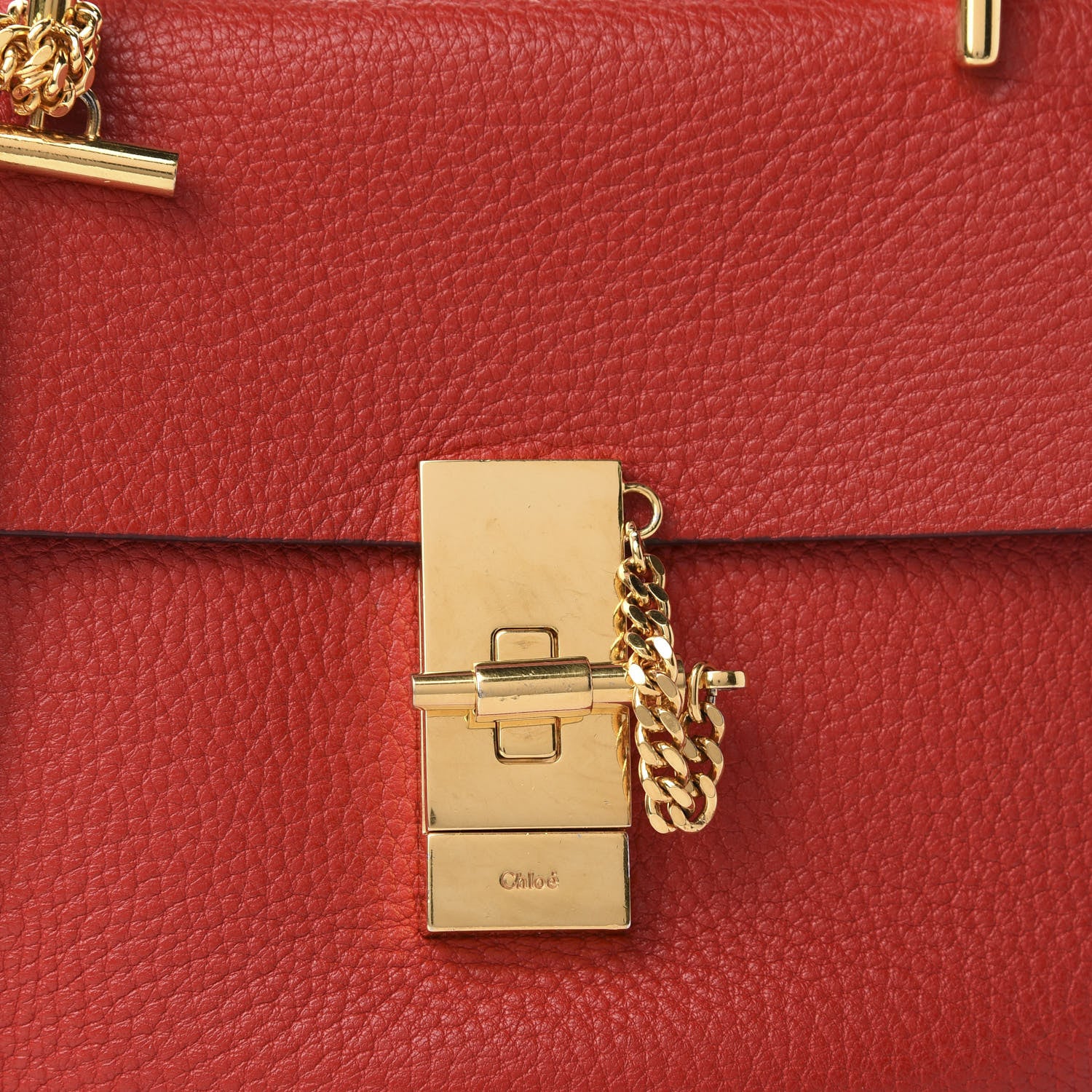 Chloe Grained Lambskin Mini Drew Shoulder Bag Plaid Red 9 of 9