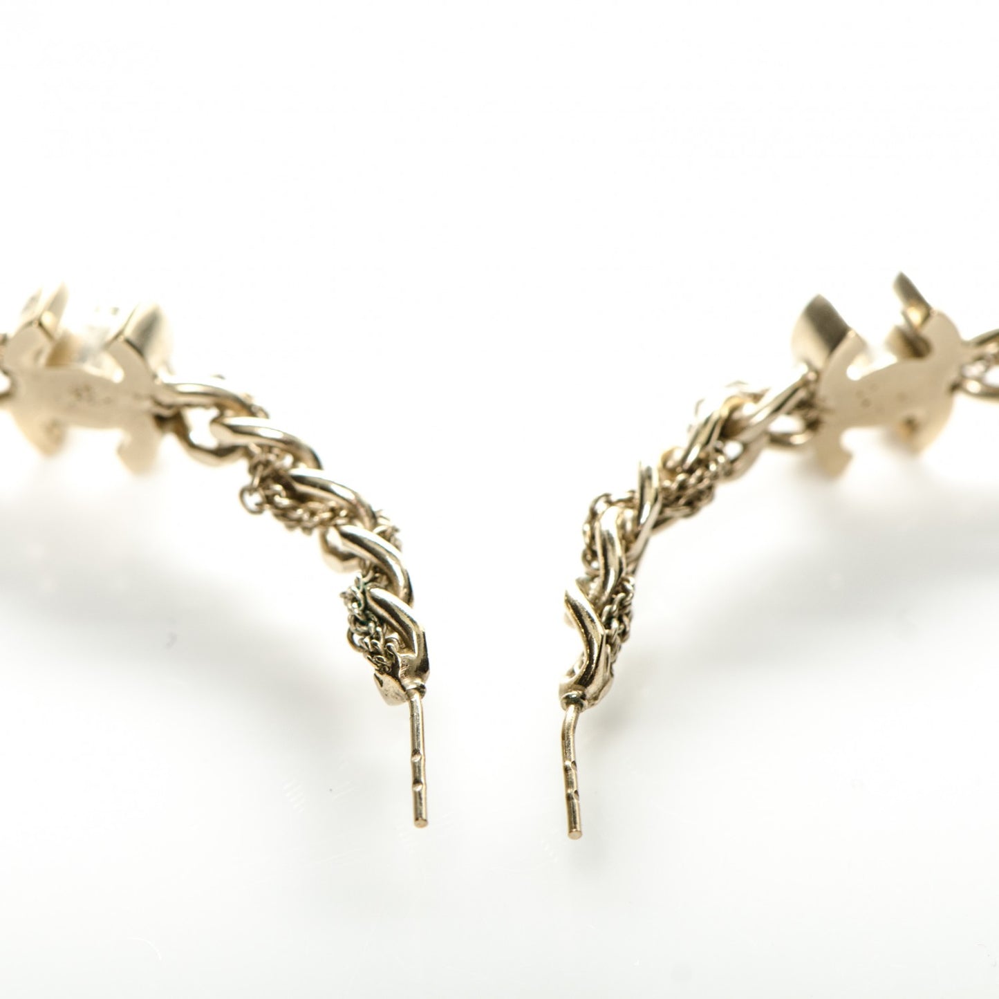 Lambskin CC Turnlock Chain Hoop Earrings Matte Gold